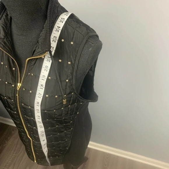 CHICOS | Gold Sequin Black Quilted Zipper Vest Medium - Picture 5 of 7